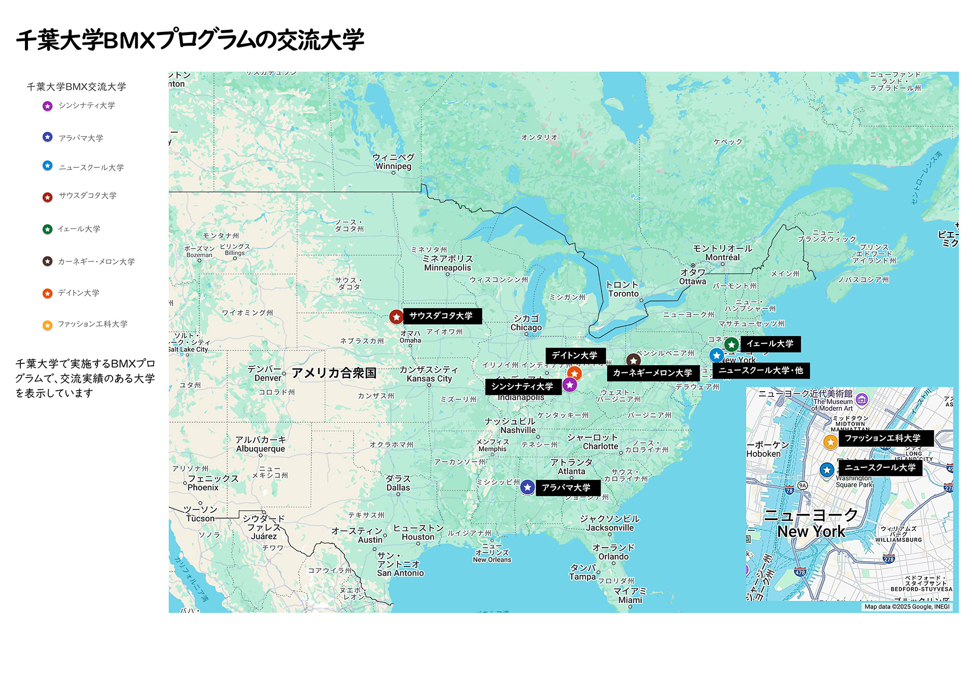 千葉大学BMXプログラムの交流大学